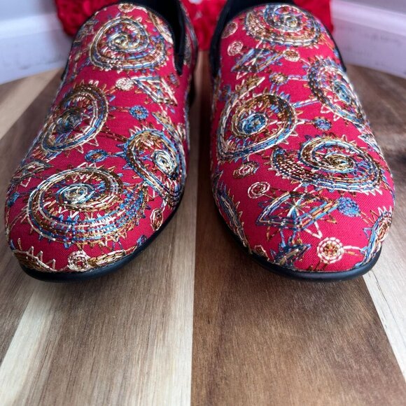 Tallia Orange Mens Quinzio Avant Garde Baroque Luxe Core Loafer 7.5M Red Multi - Picture 4 of 13